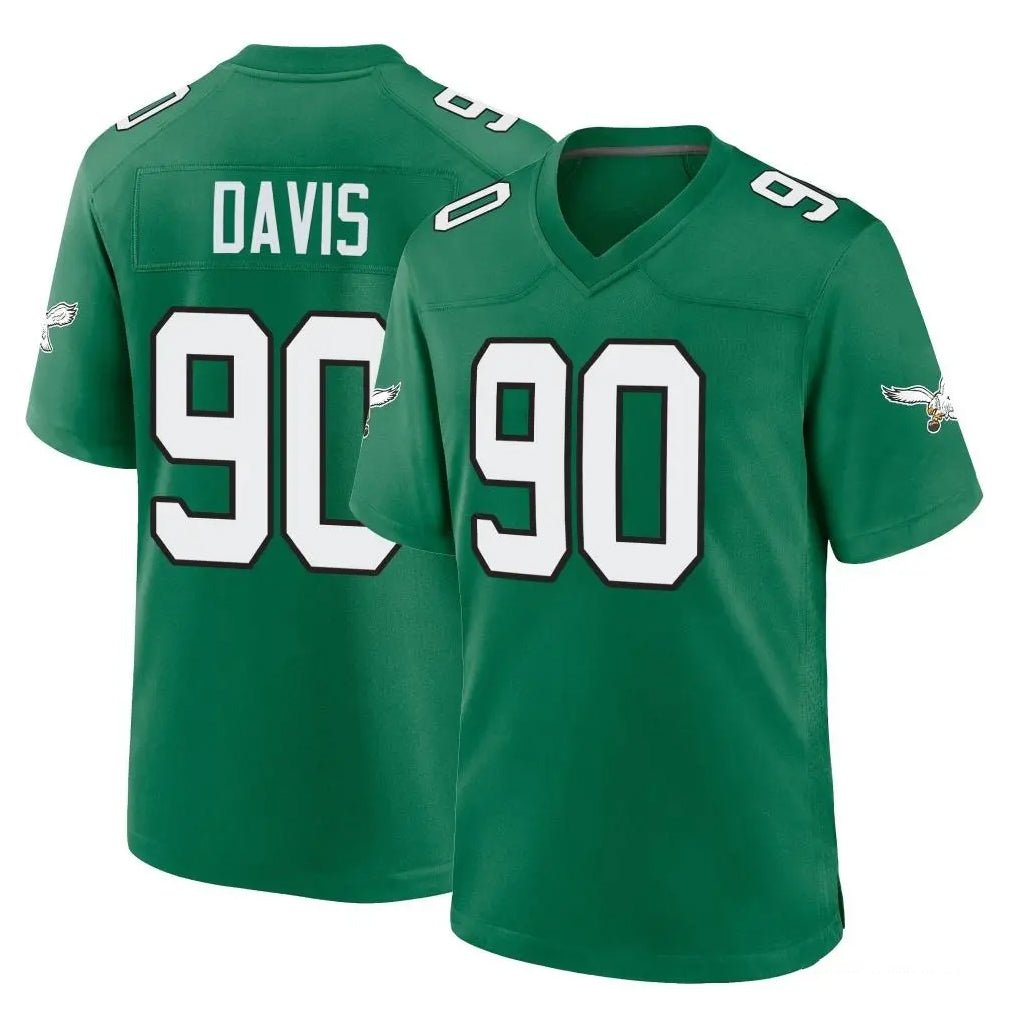 Tuec P.Eagles #90 Jordan Davis Player Green Kelly Alternate Home Game Stitched Jerseys