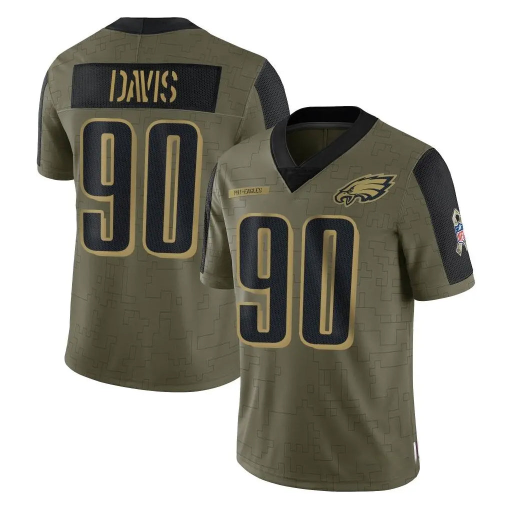 Tuec P.Eagles #90 Jordan Davis Player Olive Salute To Service Limited Game Stitched Jerseys