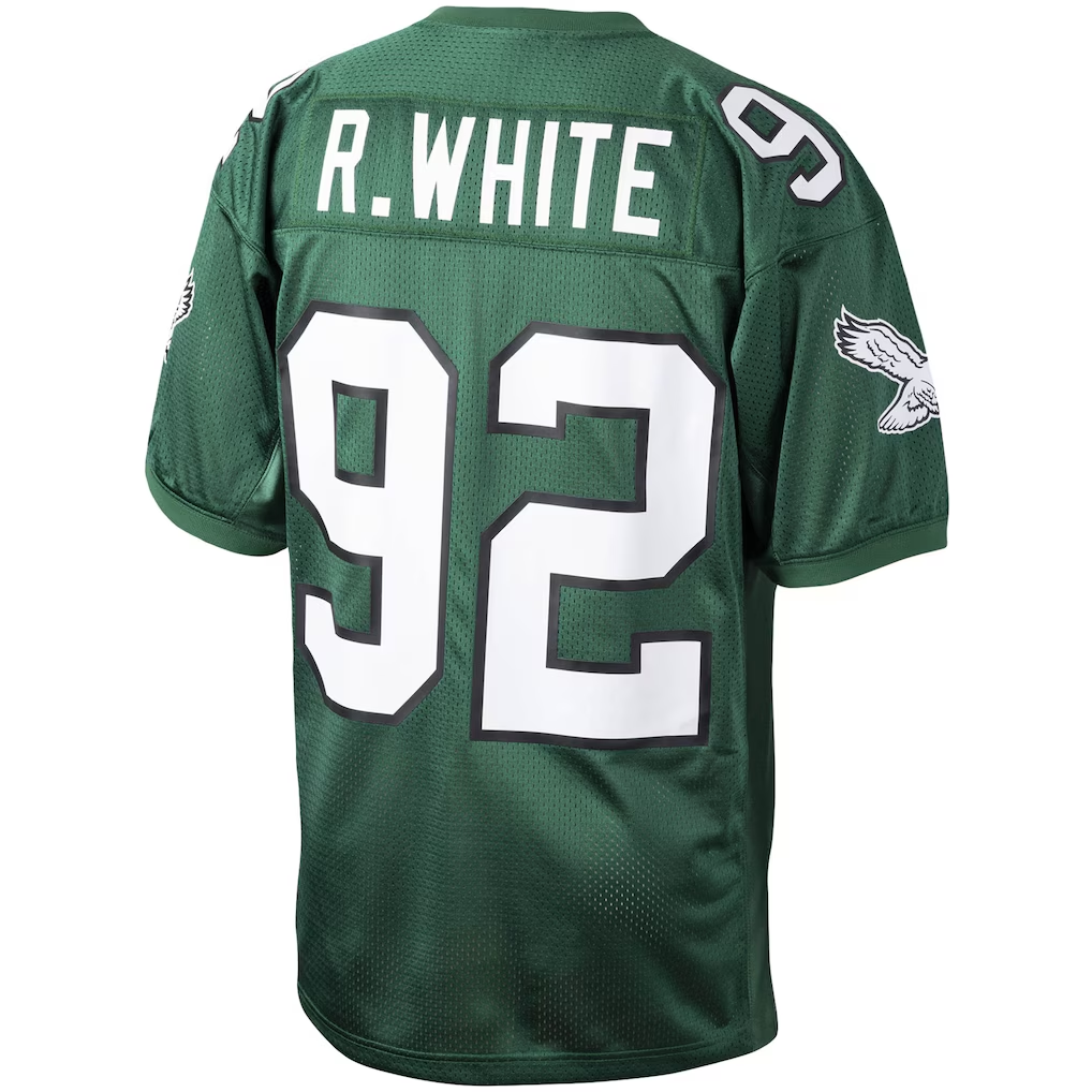 Tuec P.Eagles #92 Reggie White Mitchell & Ness Green Authentic Throwback Retired Player Stitched Puhic Jersey