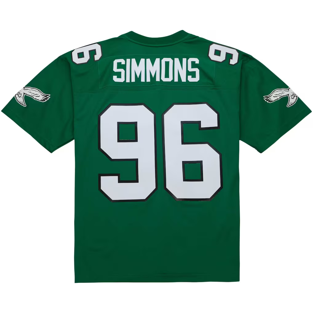 Tuec P.Eagles #96 Clyde Simmons Mitchell & Ness Kelly Green Legacy Replica Jersey