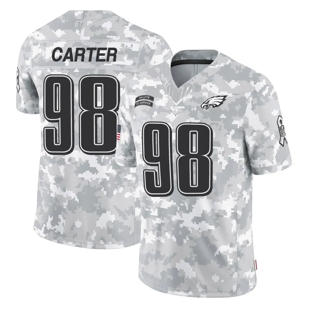 Tuec P.Eagles #98 Jalen Carter Player Arctic Camo Salute to Service Limited Game Stitched Jerseys