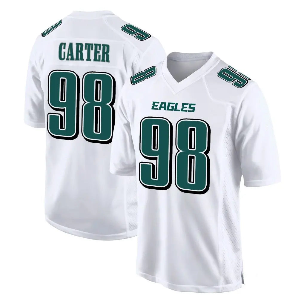 Tuec P.Eagles #98 Jalen Carter Player White Tundra Fashion Home Game Stitched Jerseys
