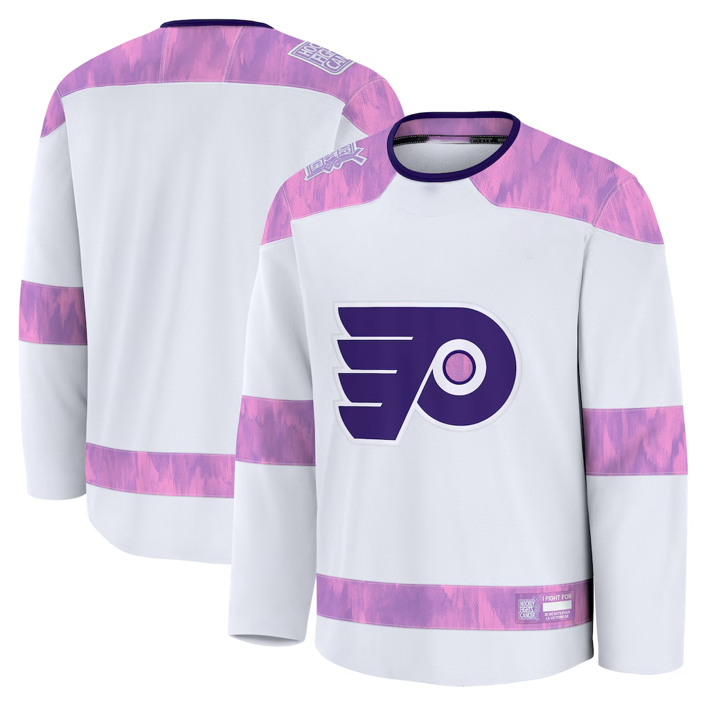 Tuec P.Flyers White 2024 Hockey Fights Cancer Practice Jerseys