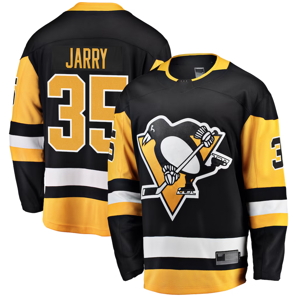 Tuec P.Penguins #35 Tristan Jarry Black Home Breakaway Player Jerseys