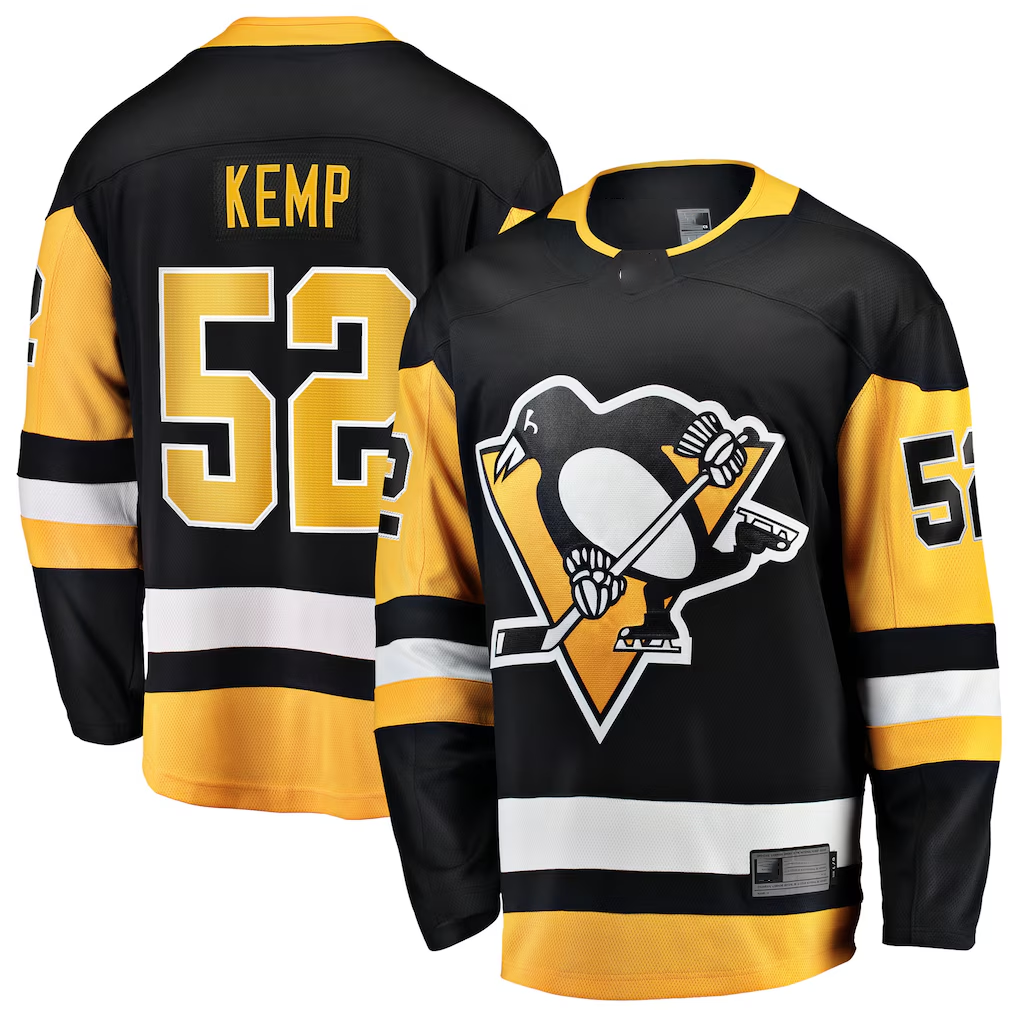 Tuec P.Penguins #52 Philip Kemp Black Home Breakaway Jerseys