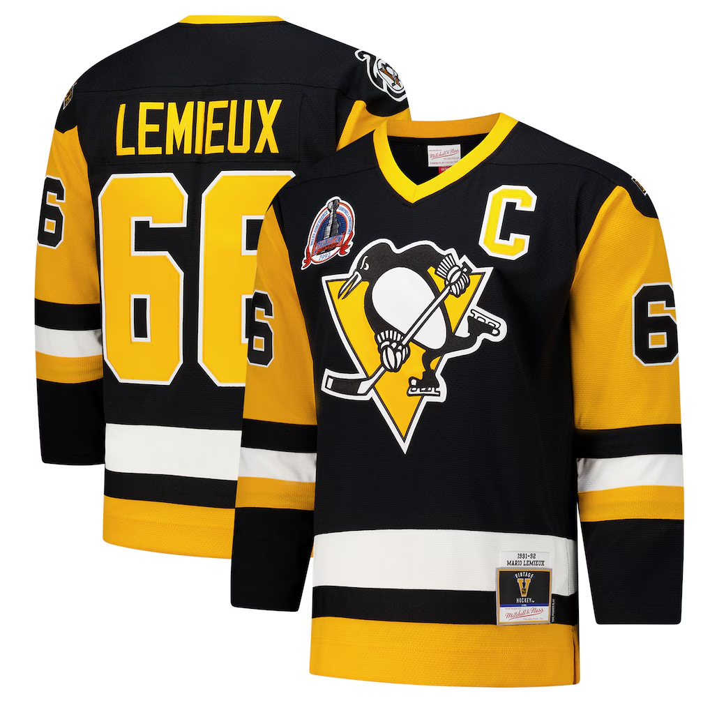 Tuec P.Penguins #66 Mario Lemieux Black 1991?92 Power Play Jerseys