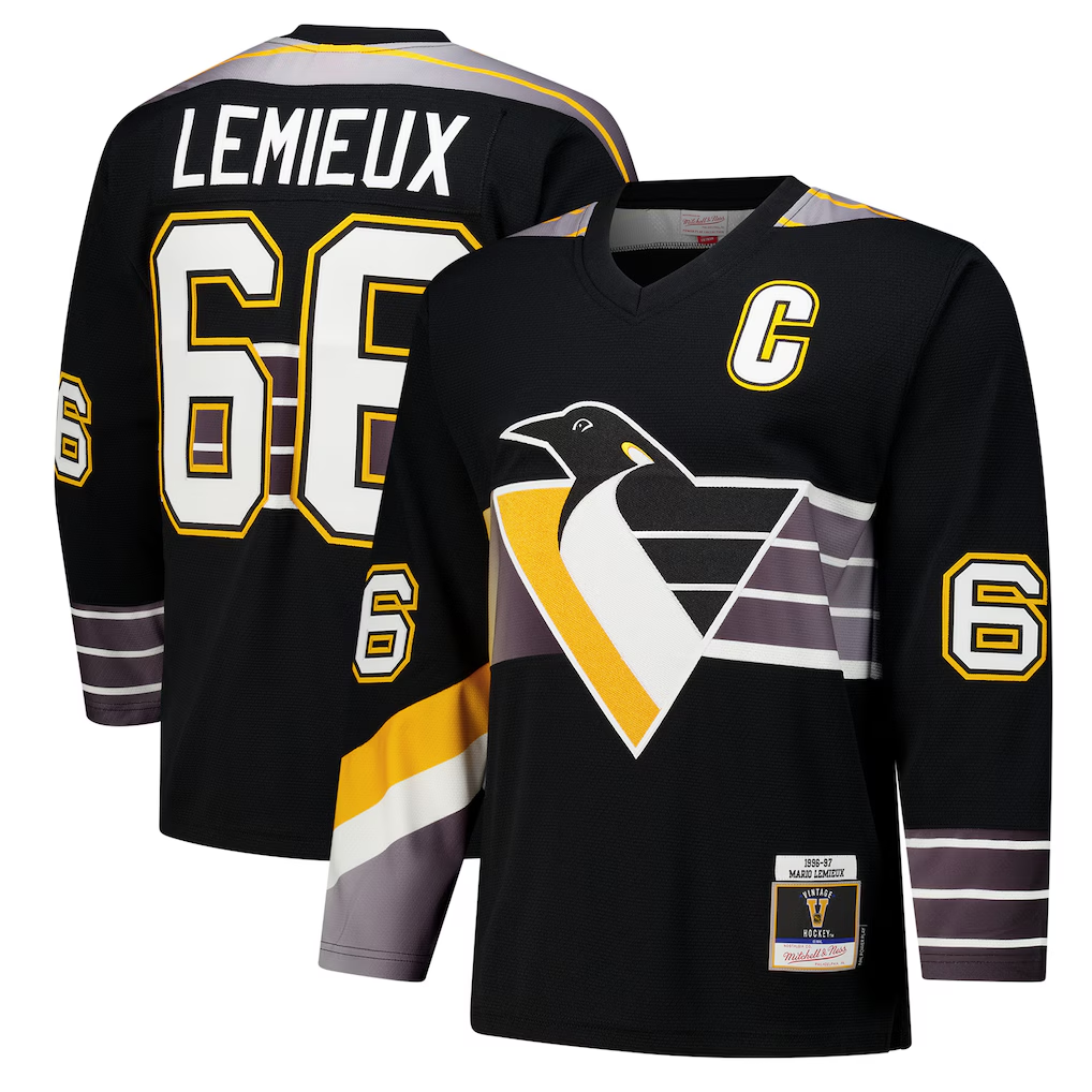 Tuec P.Penguins #66 Mario Lemieux Black 1996?97 Power Play Jerseys