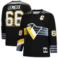 Tuec P.Penguins #66 Mario Lemieux Mitchell & Ness Black 1996-97 Blue Line 2.0 Jerseys