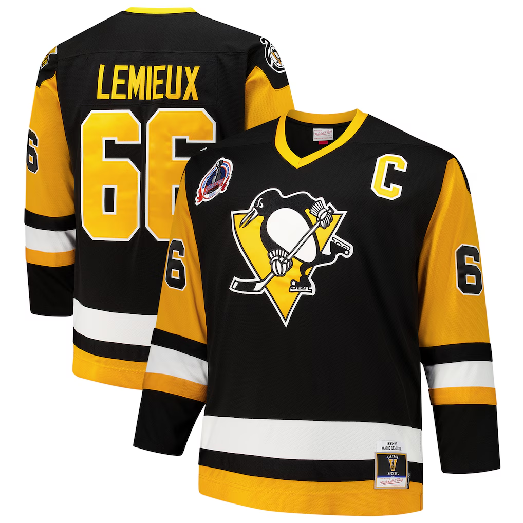 Tuec P.Penguins #66 Mario Lemieux Mitchell & Ness Black Big & Tall 1991-92 Blue Line 2.0 Jerseys