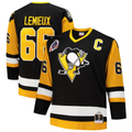 Tuec P.Penguins #66 Mario Lemieux Mitchell & Ness Black Big & Tall 1991-92 Blue Line 2.0 Jerseys