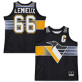 Tuec P.Penguins #66 Mario Lemieux Mitchell & Ness Black Maxxed Out Fashion Basketball Jerseys