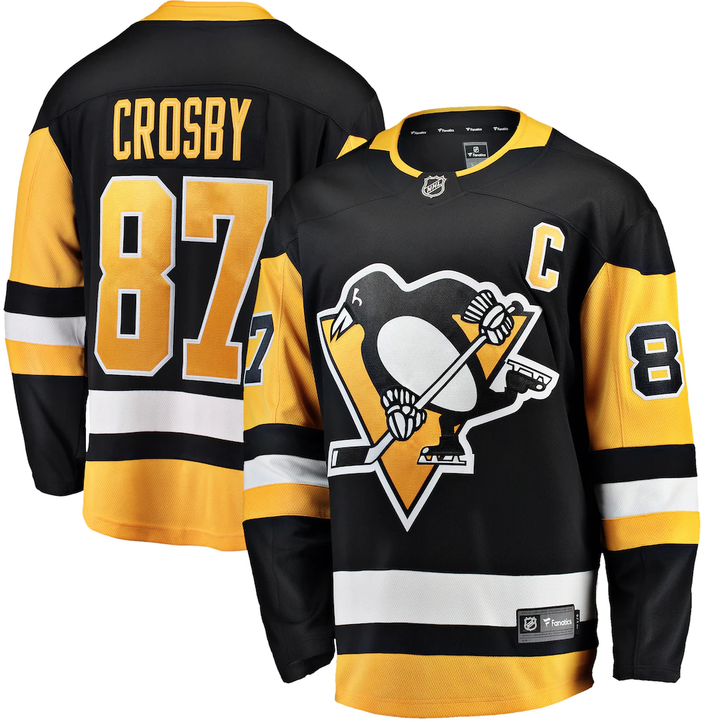 Tuec P.Penguins #87 Sidney Crosby Black Captain Patch Home Breakaway Jerseys