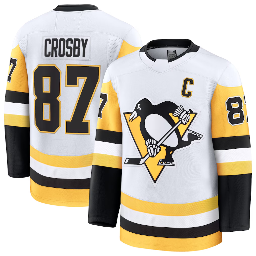 Tuec P.Penguins #87 Sidney Crosby White Away Premium Jerseys