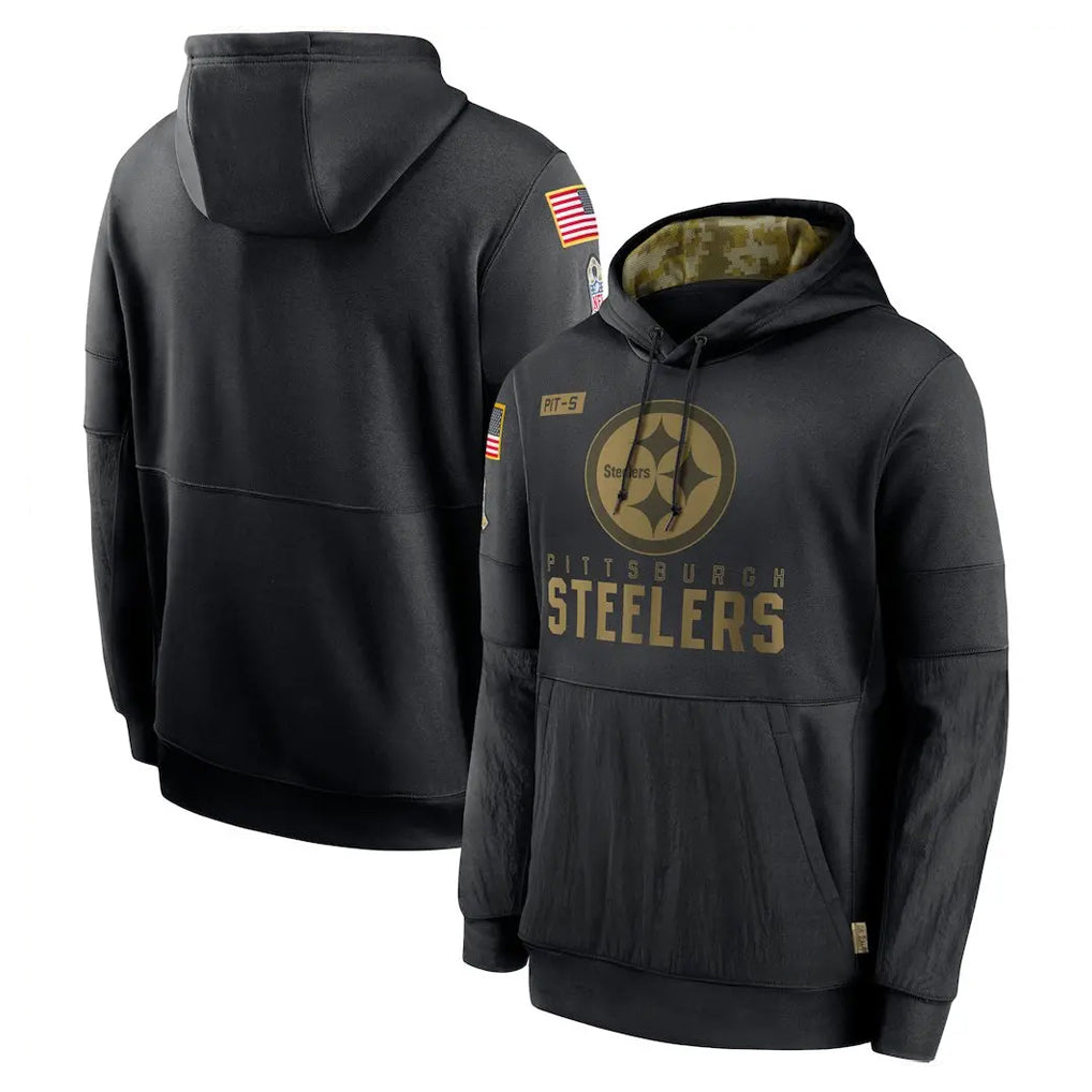 Tuec P.Steelers Black Salute to Service Hoodies Limited Game Blank Player Stitched Jerseys