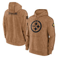 Tuec P.Steelers Brown Limited Salute to Service Pullover Hoodies Game Blank Player Stitched Jerseys
