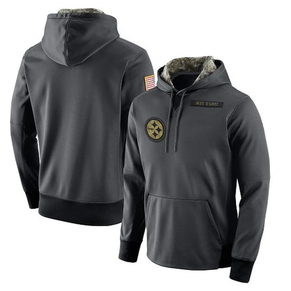 Tuec P.Steelers Gray Pullover Hoodies Limited Blank Player Stitched Jerseys