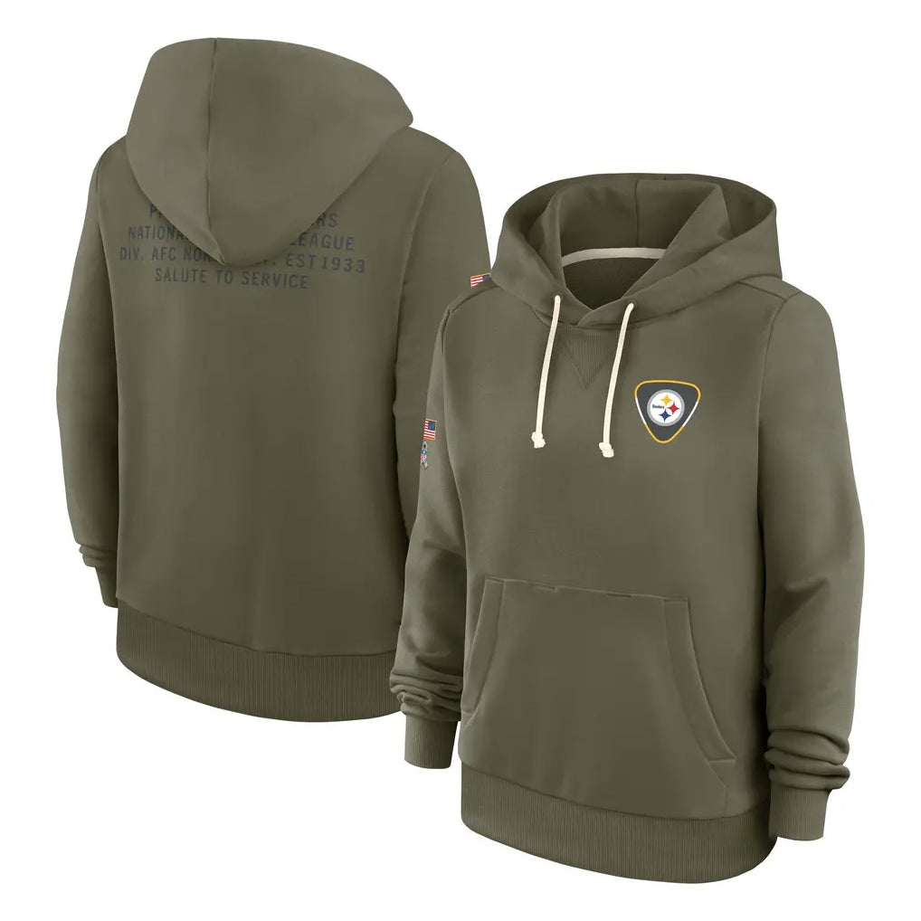 Tuec P.Steelers Olive Salute to Service Pullover Hoodies Limited Blank Player Stitched Jerseys