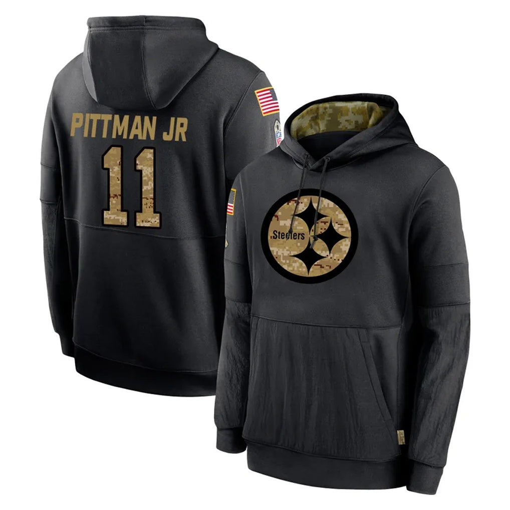 Tuec P.Steelers #11 Michael Pittman Jr. Player Black Salute to Service Hoodies Limited Game Stitched Jerseys