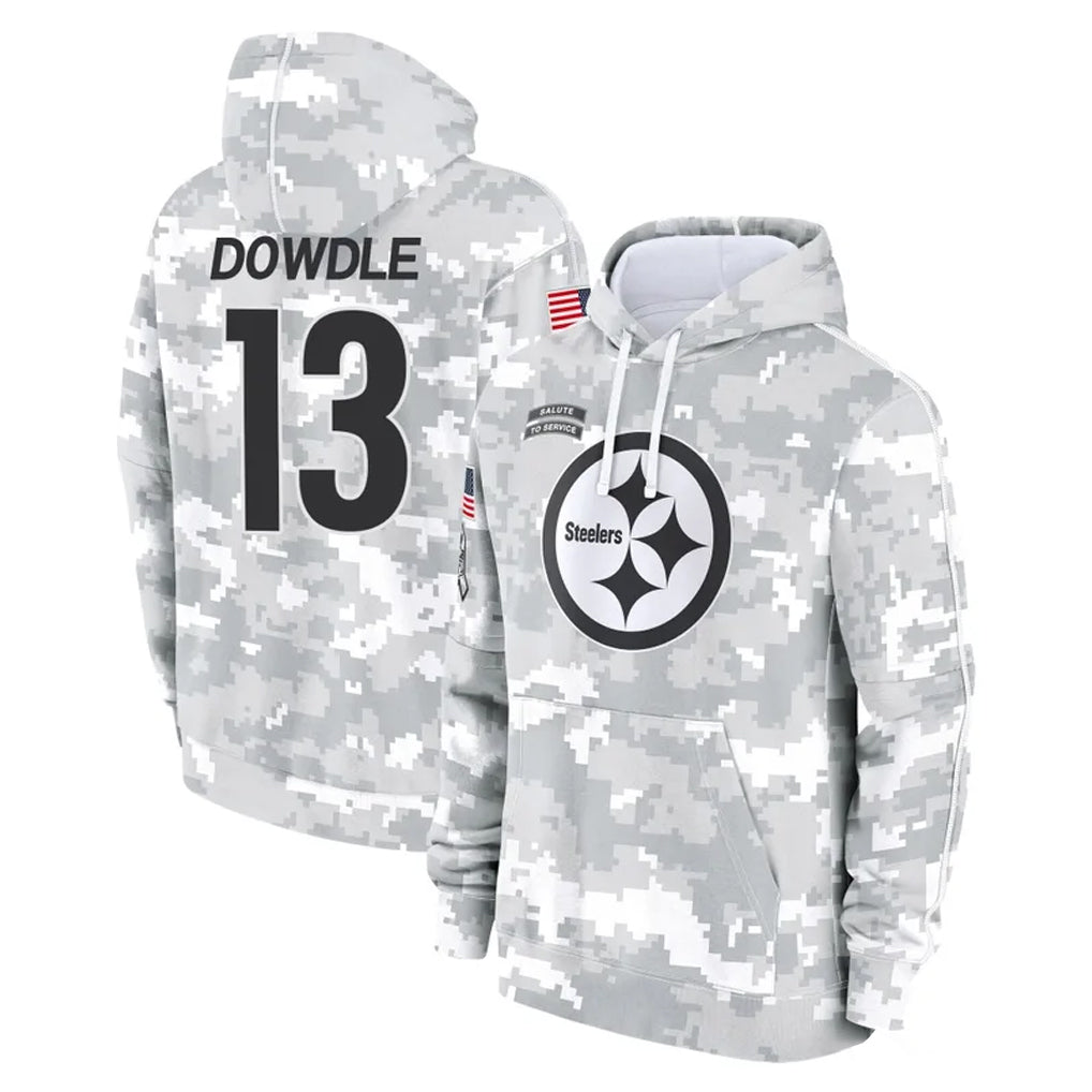 Tuec P.Steelers #13 Rico Dowdle Player Arctic Camo Limited Salute to Service Pullover Hoodies Game Stitched Jerseys