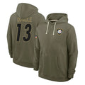 Tuec P.Steelers #13 Rico Dowdle Player Olive Salute to Service Pullover Hoodies Limited Stitched Jerseys