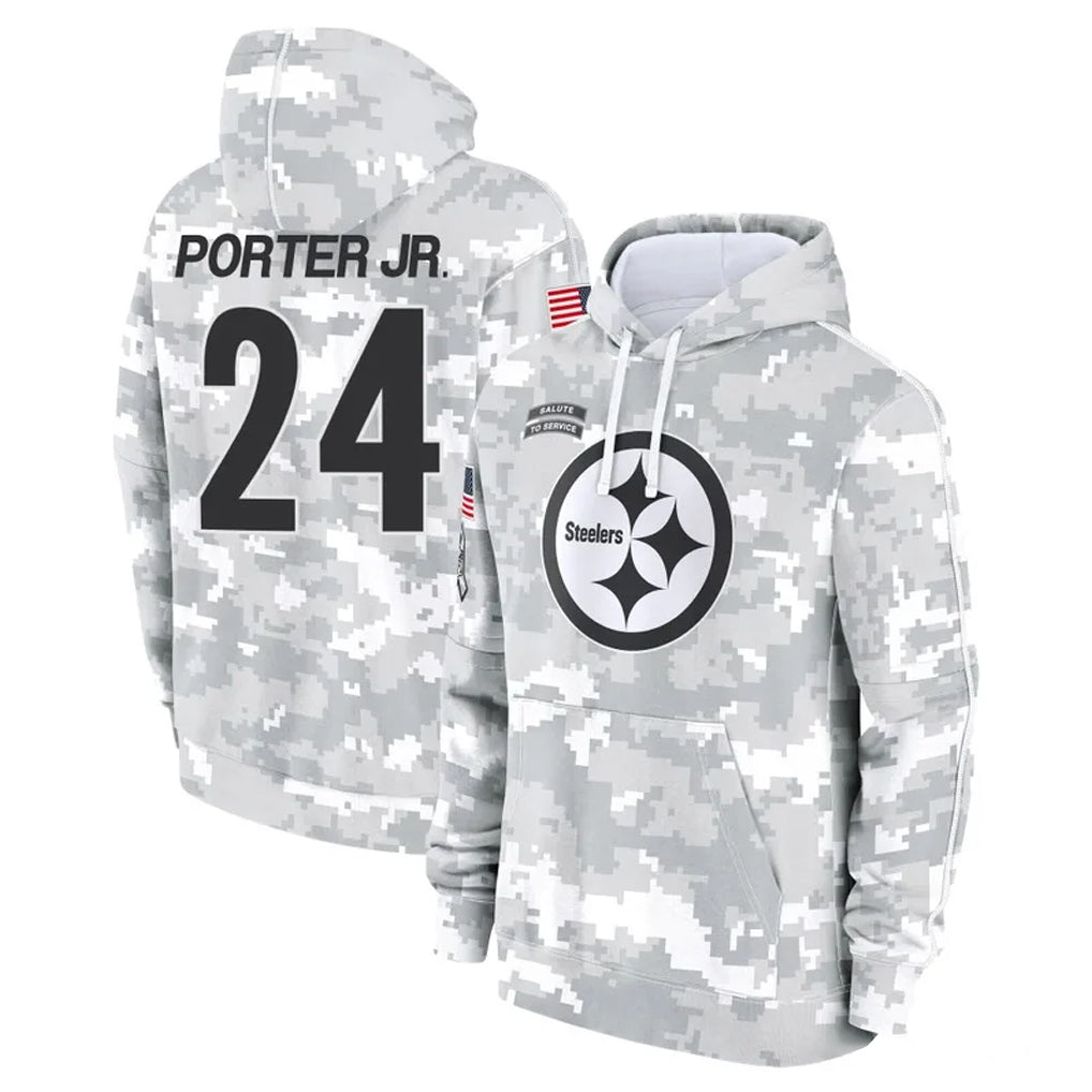 Tuec P.Steelers #24 Joey Porter Jr. Player Arctic Camo Limited Salute to Service Pullover Hoodies Game Stitched Jerseys
