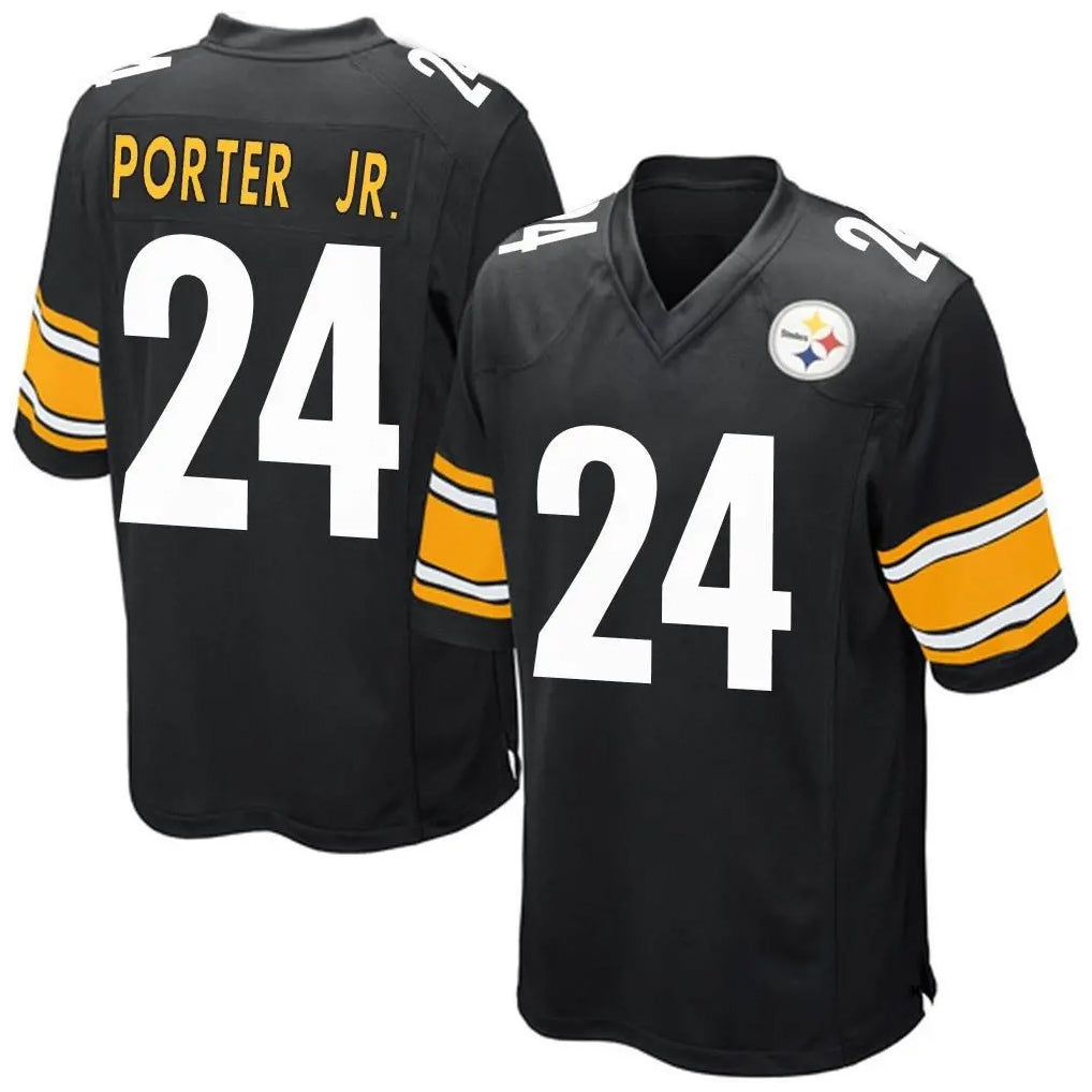 Tuec P.Steelers #24 Joey Porter Jr. Player Black Game Home Stitched Jerseys