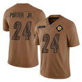 Tuec P.Steelers #24 Joey Porter Jr. Player Brown Limited Salute To Service Home Game Stitched Jerseys