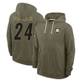 Tuec P.Steelers #24 Joey Porter Jr. Player Olive Salute to Service Pullover Hoodies Limited Stitched Jerseys