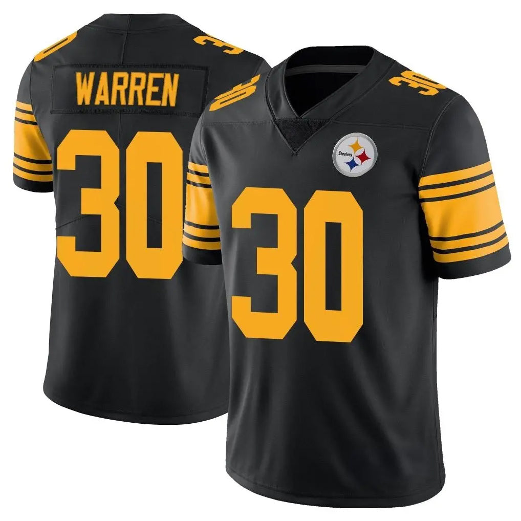 Tuec P.Steelers #30 Jaylen Warren Player Black Limited Color Rush Home Game Stitched Jerseys