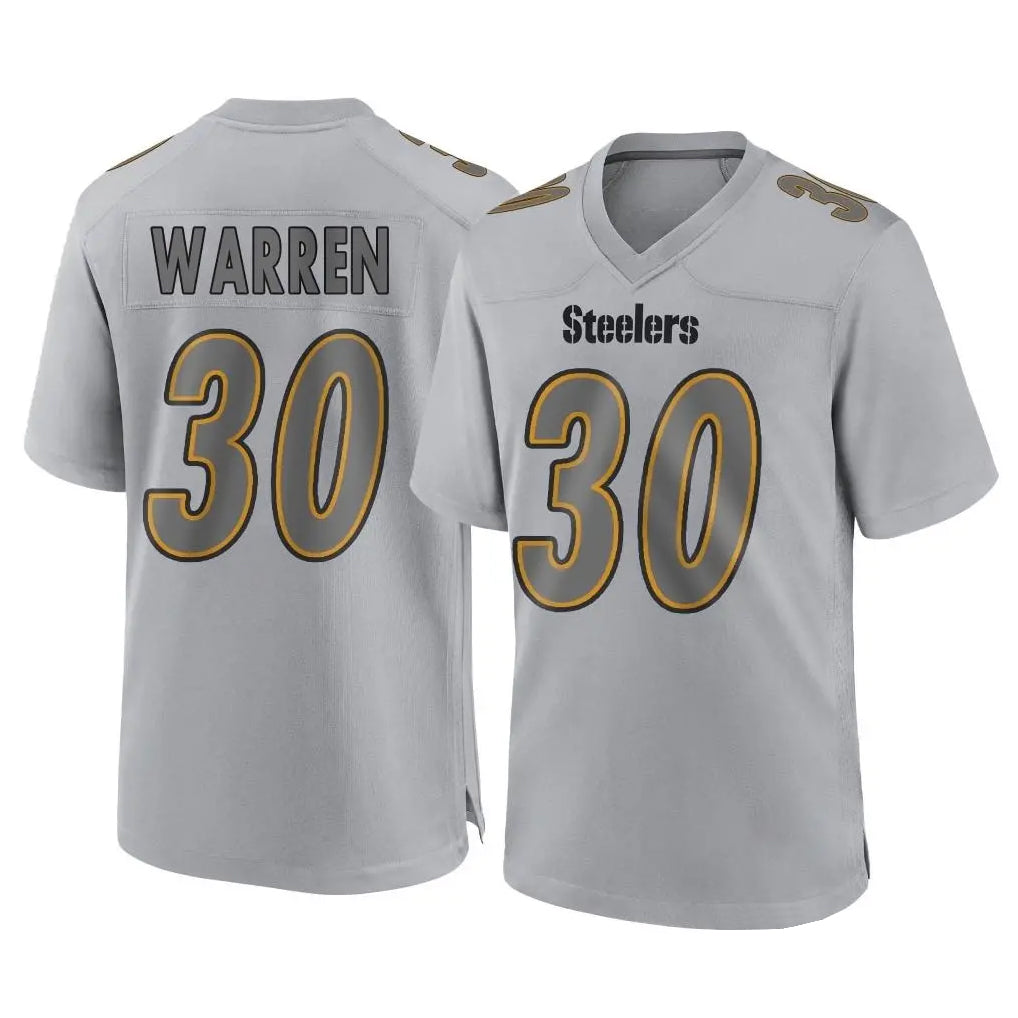 Tuec P.Steelers #30 Jaylen Warren Player Gray Atmosphere Fashion Home Game Stitched Jerseys