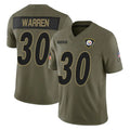 Tuec P.Steelers #30 Jaylen Warren Player Olive 2025 Salute To Service Limited Home Game Stitched Jerseys