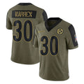 Tuec P.Steelers #30 Jaylen Warren Player Olive Salute To Service Limited Game Stitched Jerseys