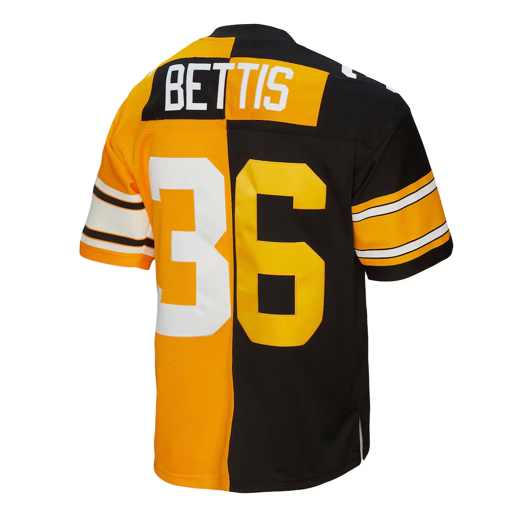 Tuec P.Steelers #36 Jerome Bettis Mitchell & Ness BlackGold 1996 Split Legacy Replica Stitched Puhic Jersey