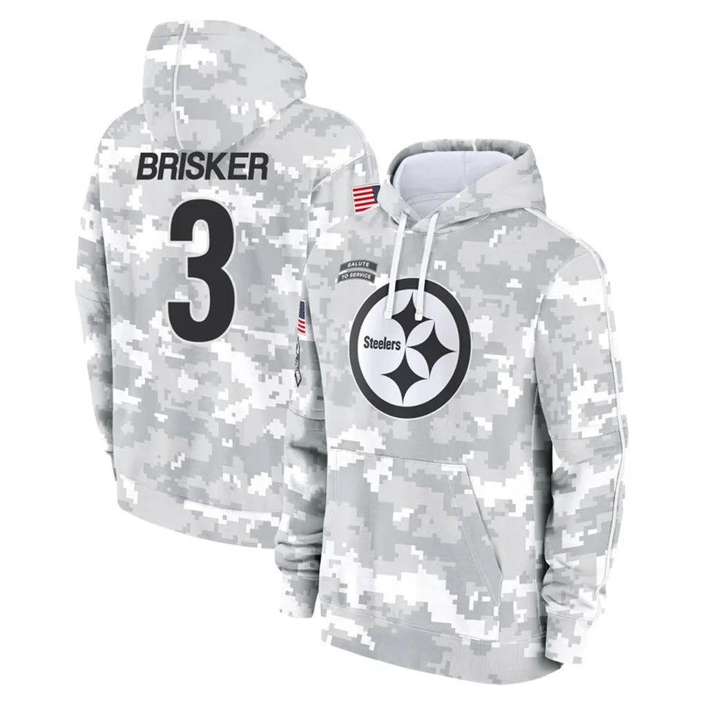 Tuec P.Steelers #3 Jaquan Brisker Player Arctic Camo Limited Salute to Service Pullover Hoodies Game Stitched Jerseys