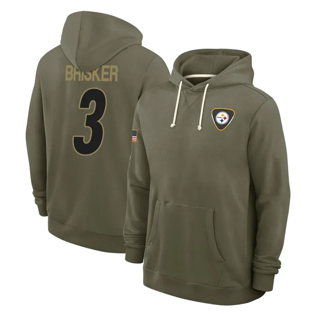 Tuec P.Steelers #3 Jaquan Brisker Player Olive Salute to Service Pullover Hoodies Limited Stitched Jerseys