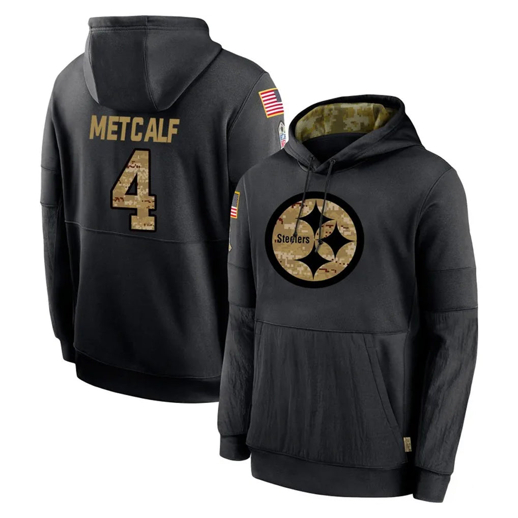 Tuec P.Steelers #4 DK Metcalf Player Black Salute to Service Hoodies Limited Game Stitched Jerseys