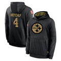 Tuec P.Steelers #4 DK Metcalf Player Black Salute to Service Hoodies Limited Game Stitched Jerseys