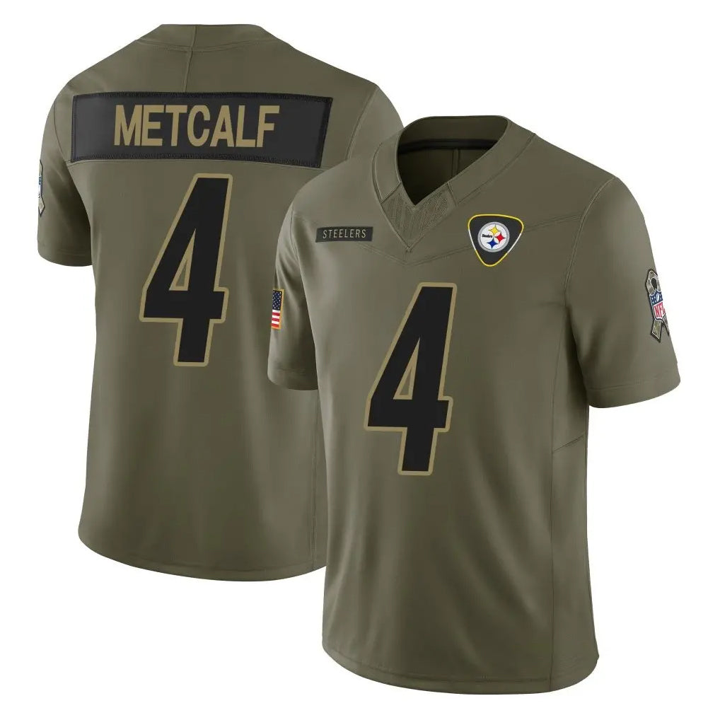 Tuec P.Steelers #4 DK Metcalf Player Olive 2025 Salute To Service Limited Home Game Stitched Jerseys