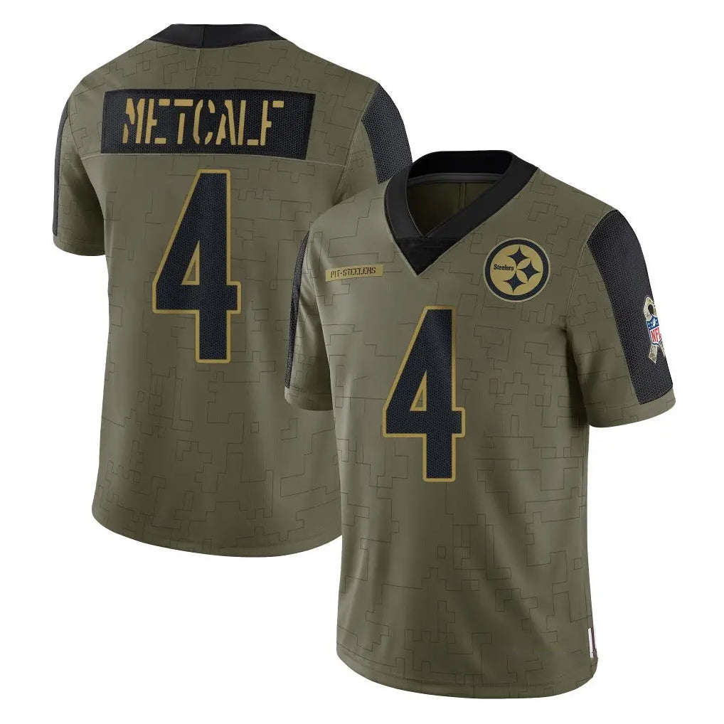 Tuec P.Steelers #4 DK Metcalf Player Olive Salute To Service Limited Game Stitched Jerseys