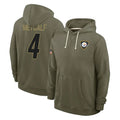 Tuec P.Steelers #4 DK Metcalf Player Olive Salute to Service Pullover Hoodies Limited Stitched Jerseys