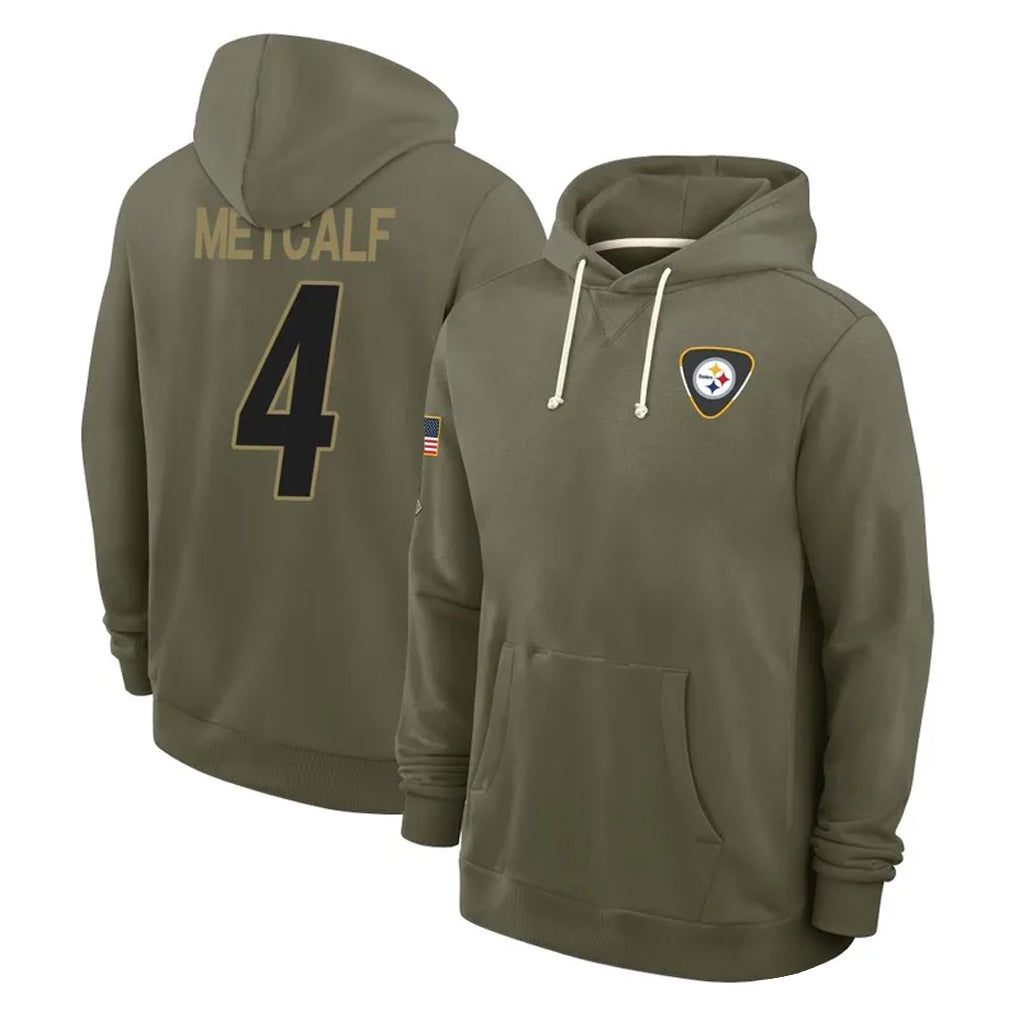 Tuec P.Steelers #4 DK Metcalf Player Olive Salute to Service Pullover Hoodies Limited Stitched Jerseys