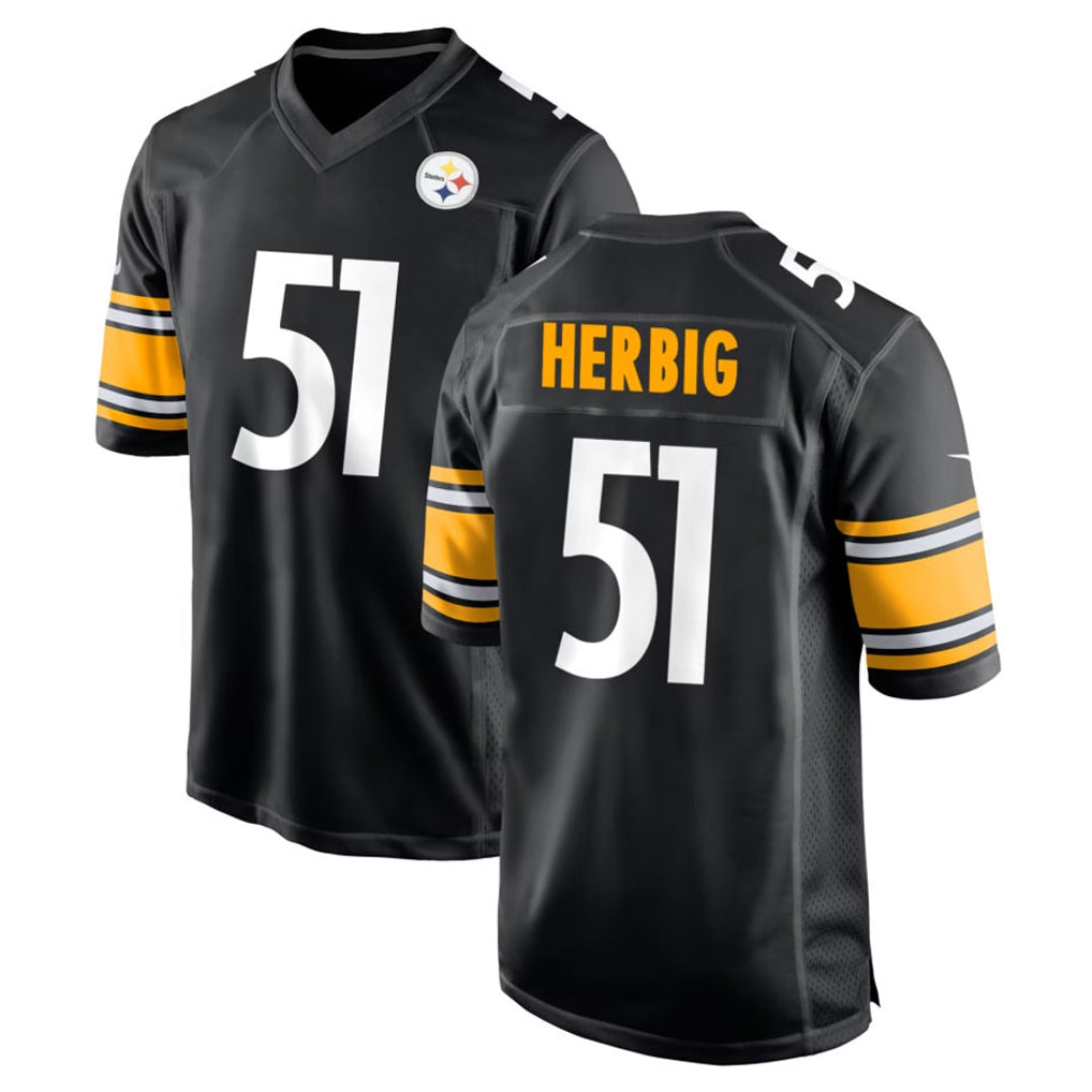 Tuec P.Steelers #51 Nick Herbig Player Black Home Game Stitched Jerseys