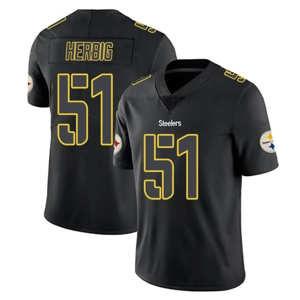Tuec P.Steelers #51 Nick Herbig Player Black Impact Limited Home Game Stitched Jerseys