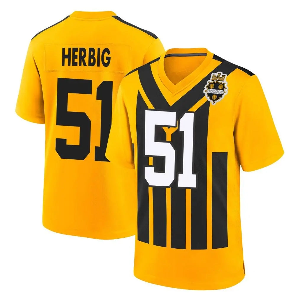 Tuec P.Steelers #51 Nick Herbig Player Gold Limited 1933 Throwback Home Game Stitched Jerseys