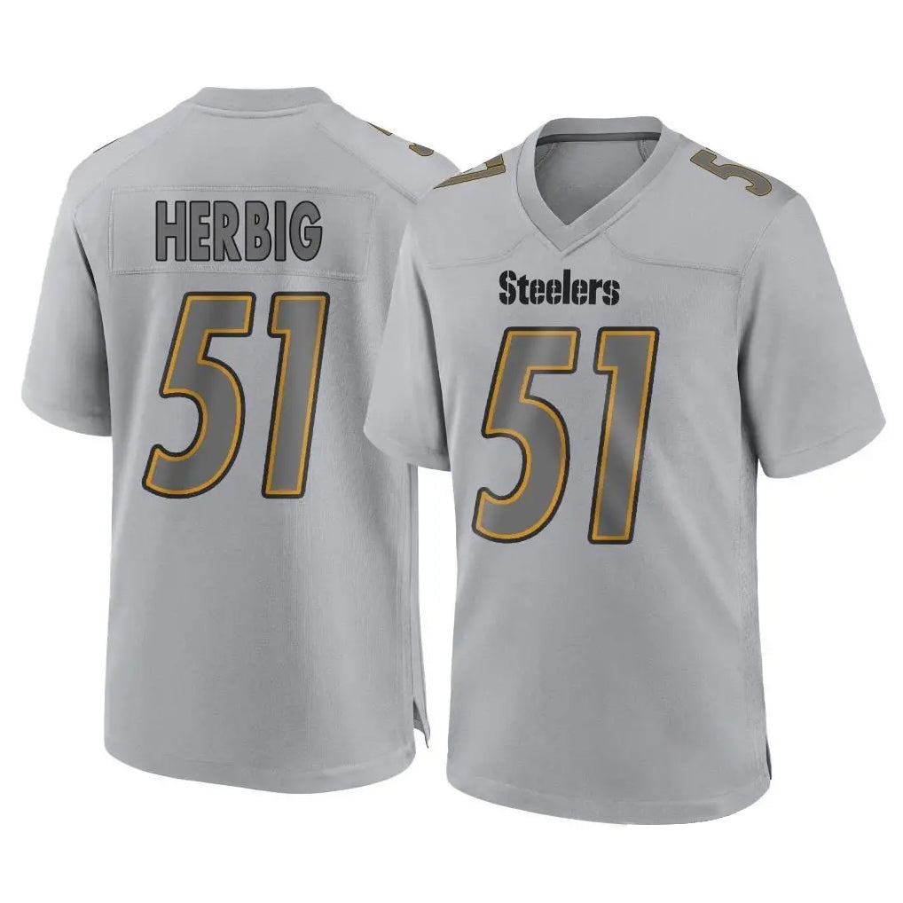 Tuec P.Steelers #51 Nick Herbig Player Gray Atmosphere Fashion Home Game Stitched Jerseys