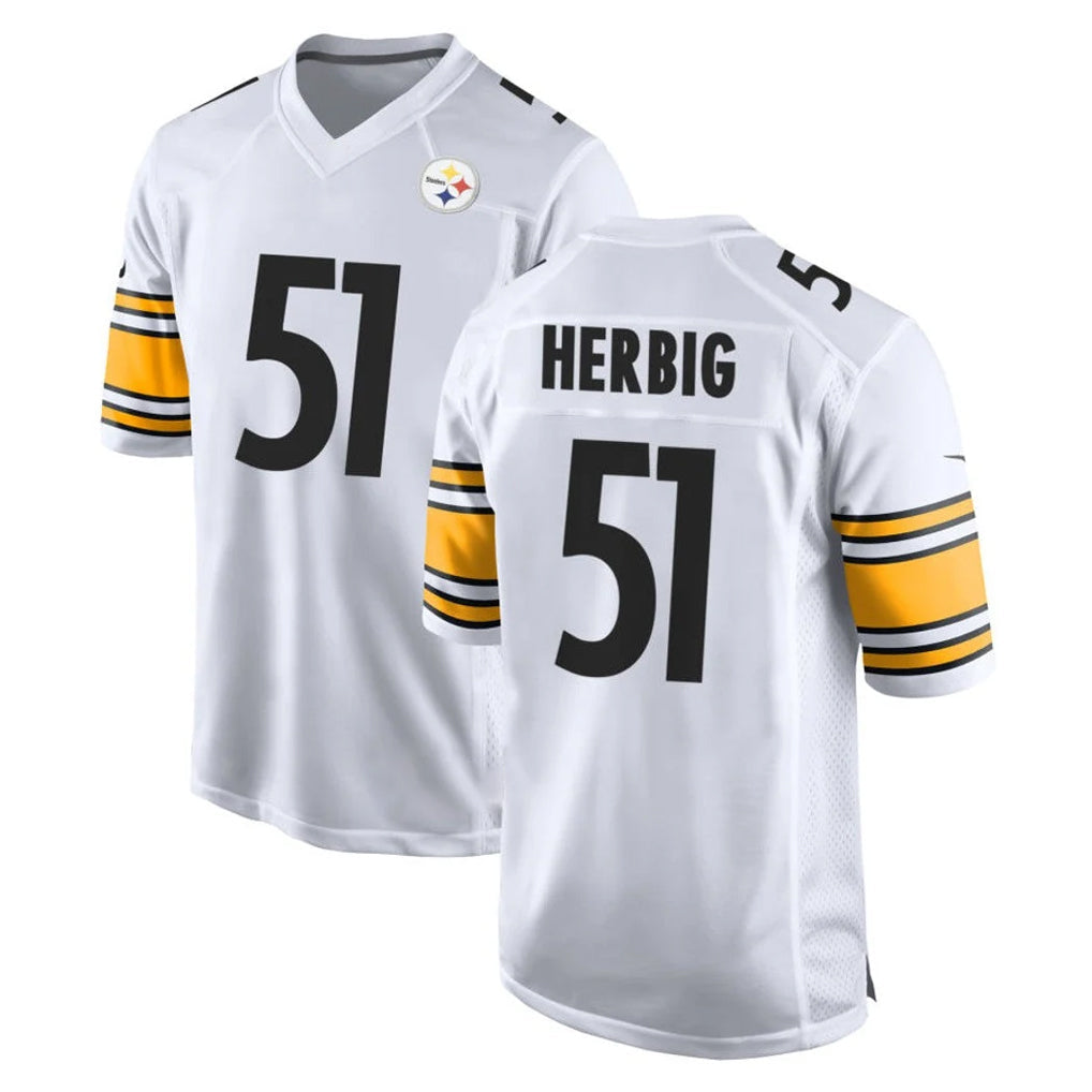 Tuec P.Steelers #51 Nick Herbig Player White Home Game Stitched Jerseys