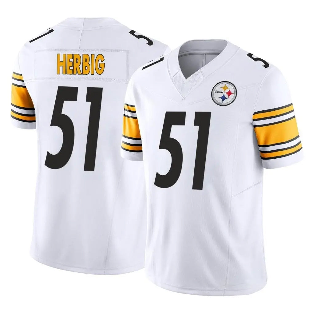 Tuec P.Steelers #51 Nick Herbig Player White Limited Vapor F.U.S.E. Home Game Stitched Jerseys