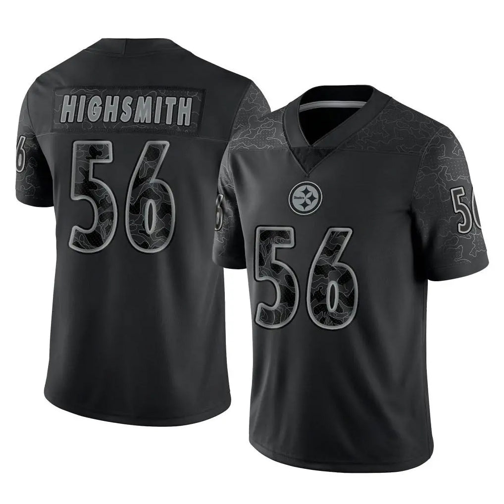 Tuec P.Steelers #56 Alex Highsmith Player Black Reflective Limited Home Game Stitched Jerseys