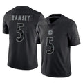 Tuec P.Steelers #5 Jalen Ramsey Player Black Reflective Limited Home Game Stitched Jerseys