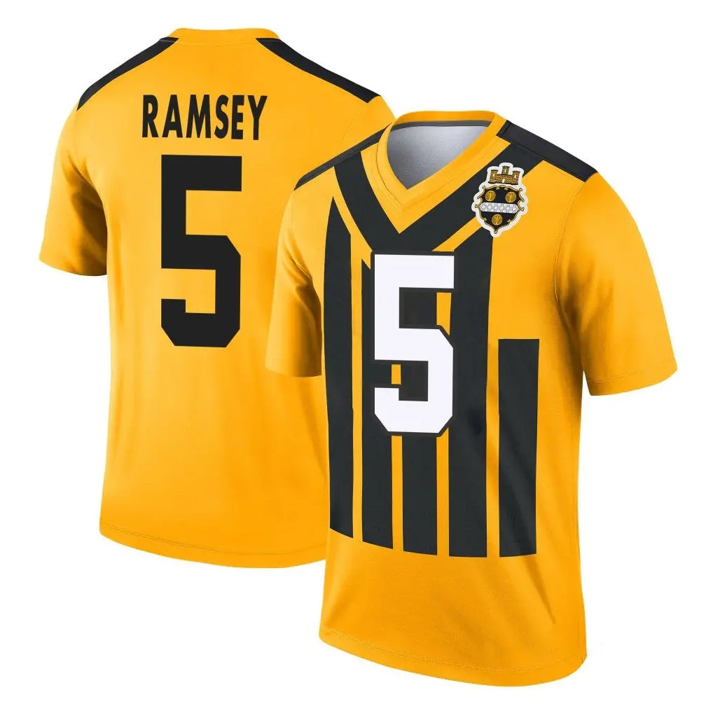 Tuec P.Steelers #5 Jalen Ramsey Player Gold Legend Limited 1933 Throwback Performance Home Game Stitched Jerseys